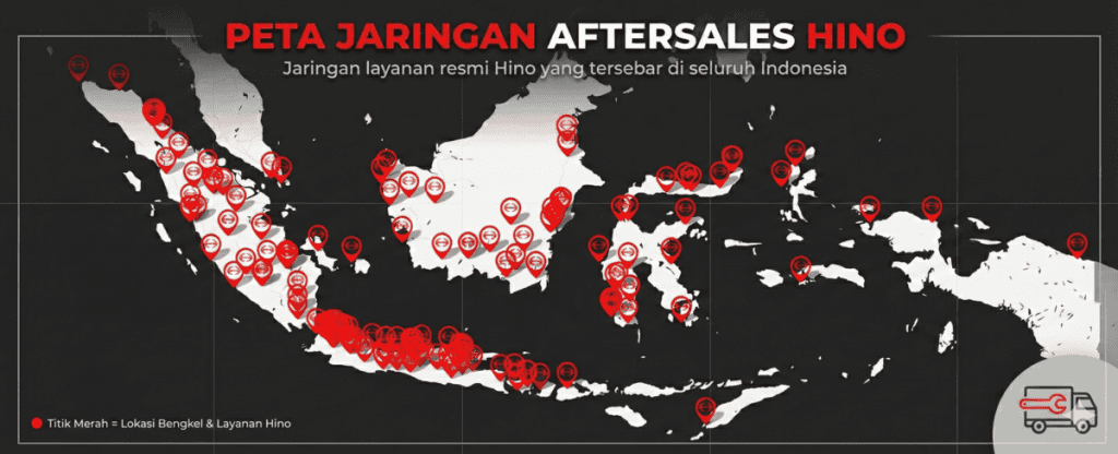 Peta jaringan layanan resmi Hino di seluruh Indonesia dan dunia.